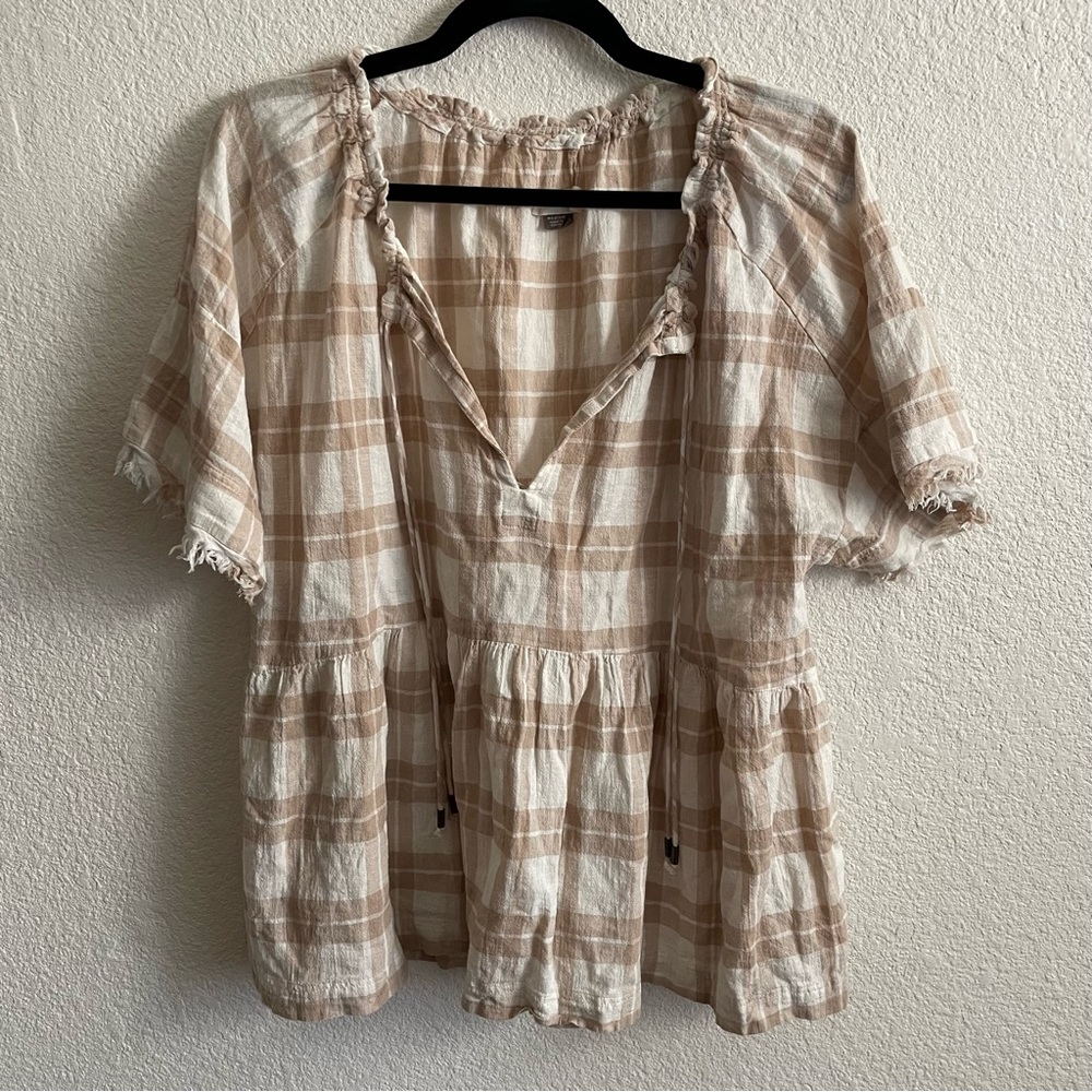 Pilcro Anthropologie Bette Babydoll Frayed Blouse - Picture 3 of 9